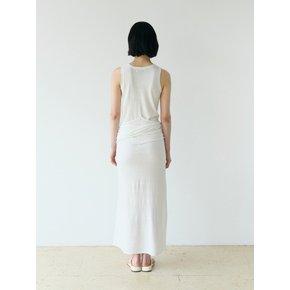 HENLEY NECK WRAP KNIT DRESS [WHITE]