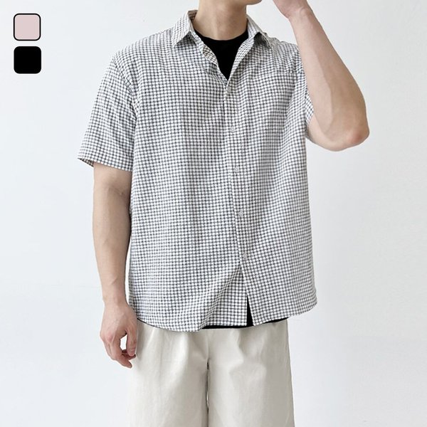 여름 남자 시어서커 체크 반팔 남방 셔츠 DJ-SHH-SACCSS1021M