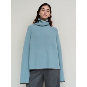 LINE TURTLENECK KNIT  (D/MINT)