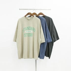 남자 오버핏 커플 20수 피그먼트 스탠다드 반팔 프린팅 티셔츠