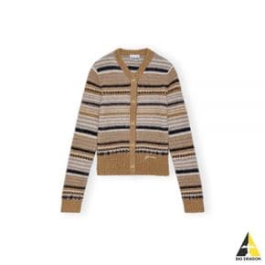 24FW BROWN STRIPED SOFT WOOL CARDIGAN (K2235 177) (스트라이프 소프트 울 가디건)