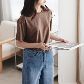 여성 모달 스판 무지컬러 라운드넥 반팔 티셔츠_5