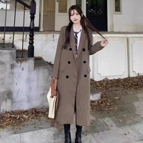 여성 루즈핏 롱 트렌치코트 캐주얼 봄가을 아우터 -2XL