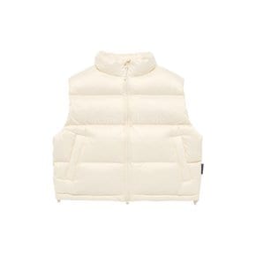 BASIC LOGO OVERSIZE SHORT CROP DUCK DOWN VEST CREAM 오버사이즈 크롭 덕다운 베스트