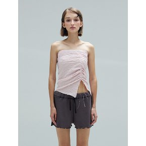 SALLY SHIRRING TUBE TOP - PINK