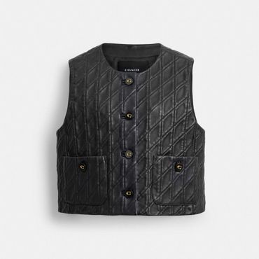 코치 [공식] 퀼티드 레더 베스트 CZ628 BLK