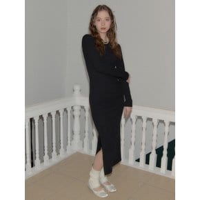 Line Point Basic Jersey Dress_ Black