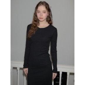 Line Point Basic Jersey Dress_ Black