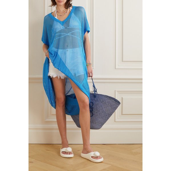 파울라 이비자 비대칭 메시 드레스 블루 1647597306717159