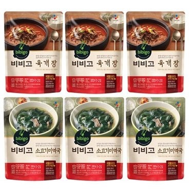 비비고 육개장 500g x 3팩 + 미역국 500g x 3팩