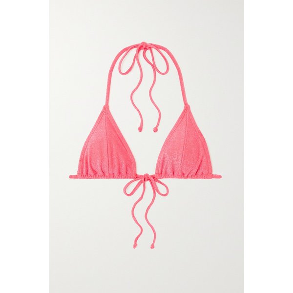 굿아메리칸 스파클 타이니 타이 메탈릭 트라이앵글 비키니 탑 핑크 1647597309545629