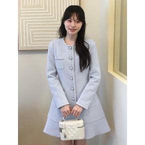 [양양 PICK] ELEN Tweed Trimmed Peplum Mini-Dress / Blue(3color)