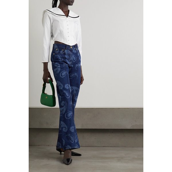 바체바 스키퍼 벨벳 트리밍 코튼 포플린 블라우스 화이트 1647597302472184