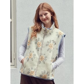 Cozy flower Fleece Vest Jacket AYJ301 (Ivory)