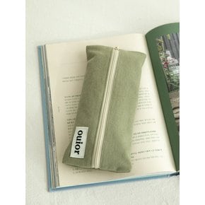 flat pencil case - green tea (middle zipper)