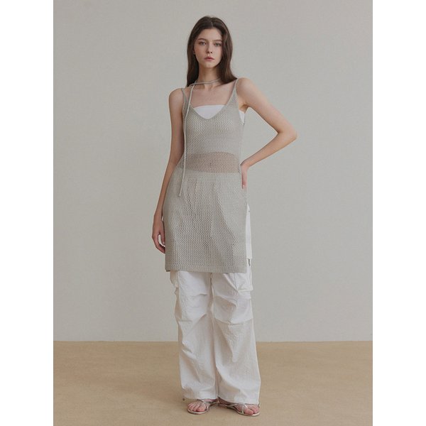 로밋 펀칭 슬리브리스 원피스(스트랩 set)