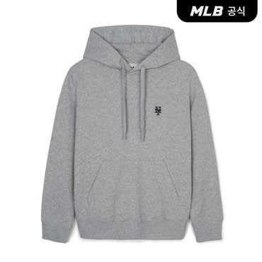 MLB [코리아공식] 베이직 스몰로고 오버핏 후드티 NYM (Melange Grey)