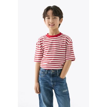 타미힐피거키즈 25년 S/S        T42F0KKO220BT2      아카이브 스트라이프 티셔츠