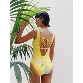 Floral print swimsuit (Yellow)