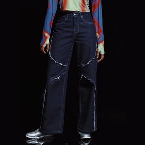 커팅 패널 세미 와이드 데님 팬츠 CUTTING PANEL SEMI WIDE DENIM PANTS