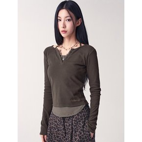 Sally V-cut Stripe Layered Tee_4COL