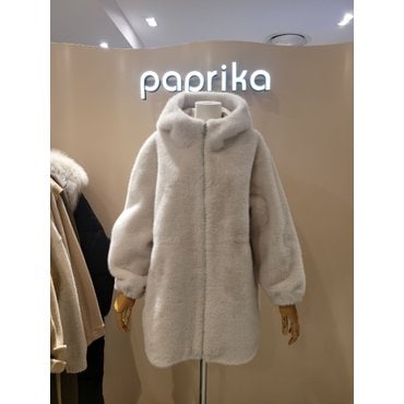 파프리카 페이크퍼 앞지퍼 후드점퍼NJ4FUC03