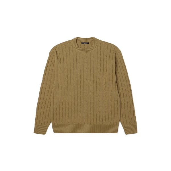 23 FW 남여공용 라운드넥 꽈배기 케이블 니트 (CAMEL)