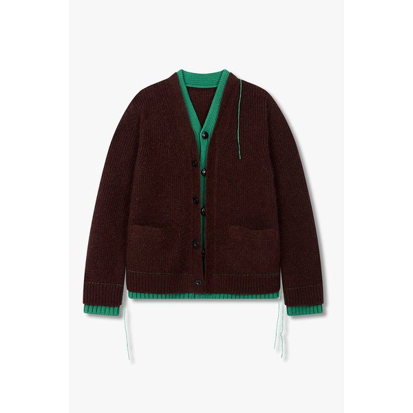 남성 배색 레이어드 니트 가디건 (브라운) 6425331109000