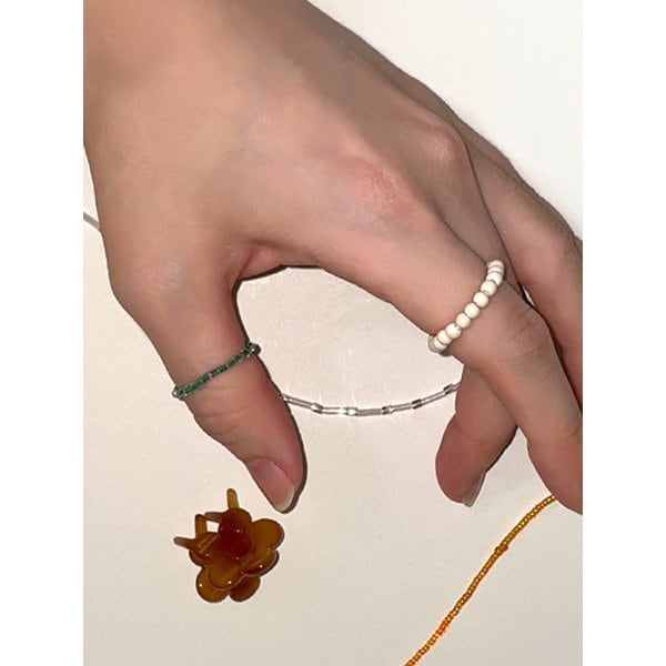 크림볼 비즈 반지