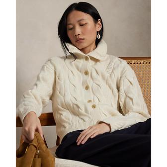 폴로 랄프 로렌 여성 케이블 울 캐시미어 퍼널넥 카디건(WMPOSWENDW20495100)