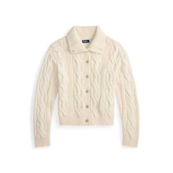 여성 케이블 울 캐시미어 퍼널넥 카디건(WMPOSWENDW20495100)