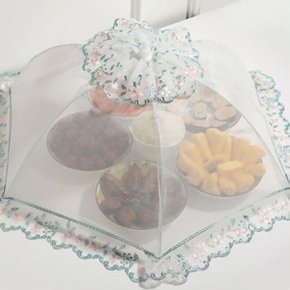 화이트 자수 원터치 밥상보 식탁보 밥상 덮개 커버_WFFFHAO