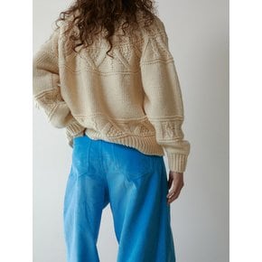 Corduroy Wide Pants (L/Blue)