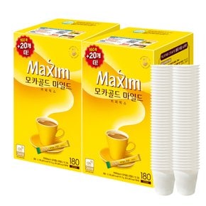 맥심 모카골드 마일드 180T 2개 (360T)+종이컵 400개