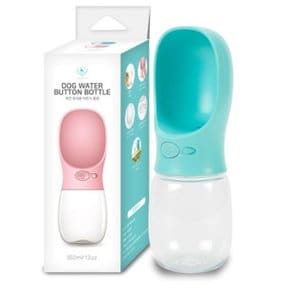 휴대용 버튼식 강아지 물병_민트 350ml