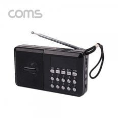 Coms 효도 라디오  FM Radio With USB  TF(Micro SD)  휴대용 스피커 - Black