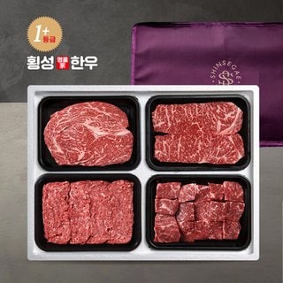횡성명품가한우 [9/10(목)부터 순차출고]횡성 1+등급 로스+정육혼합선물품호1.6kg(등심,채끝,불고기,국거리)_신세계백화점가방