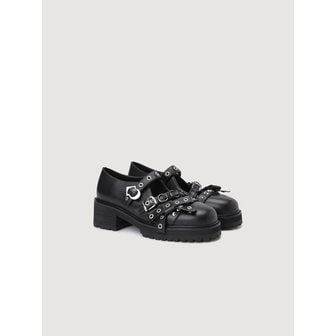럭키슈에뜨 Eyelet Strap Loafers (black) LK1CX26110BKX