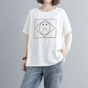 [A주미] 언스마일 루즈핏 티셔츠