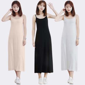 1+1 3컬러 롱 긴기장 끈나시 홈웨어 원피스 여름 이너웨어