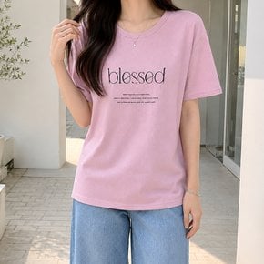 블레싱 베이직 코튼 여성 레터링 반팔 티셔츠