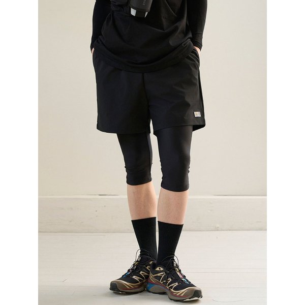 Basic Logo Label Light Summer Shorts (black) CSOp-218 [Unisex]