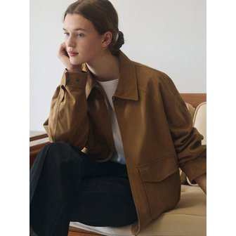 드로우핏 우먼 리스트 오버핏 스웨이드 블루종 [CAMEL]