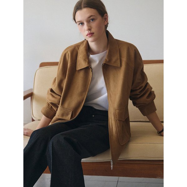 리스트 오버핏 스웨이드 블루종 [CAMEL]