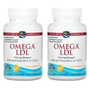 [해외직구] Nordic Naturals 노르딕내추럴 오메가 LDL 레드이스트라이스 코큐텐 60소프트겔 2팩