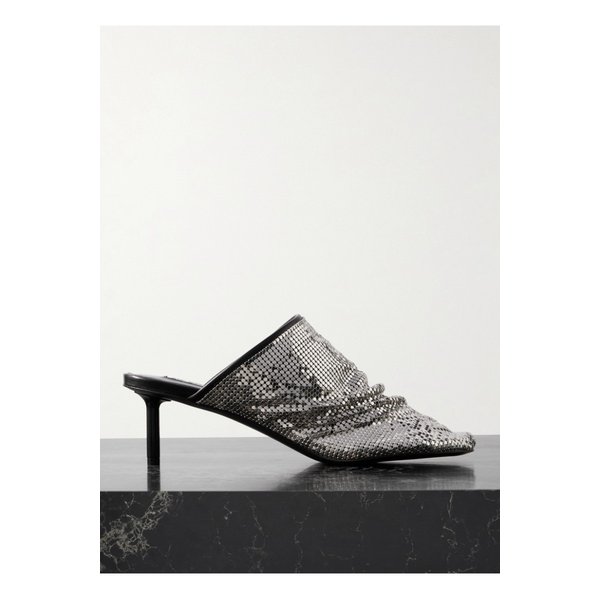 체인메일 장식 가죽 뮬 메탈릭 1647597343656073