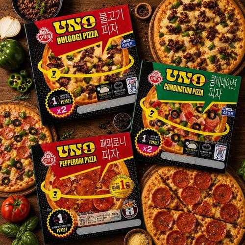 [오뚜기] UNO 피자 3종 세트 (불고기(2개입) 1 + 콤비네이션(2개입) 1 + 페퍼로니(1개입) 2)(1)
