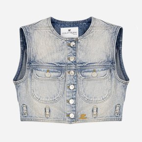 국내배송 꾸레쥬 숏 청 베스트DENIM 124DBL153DE00167011