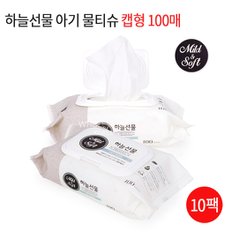 하늘선물 아기 물티슈 캡형 100매 x10팩 유아물티슈