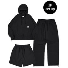 [꼼소넛] Hoodie Zip Up 3-Piece Full Set Up (Black) CSOs-002 [Unisex]